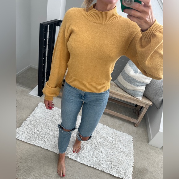 Wild fable yellow high neck long sleeve sweater winter fall holiday festive M - Picture 3 of 11
